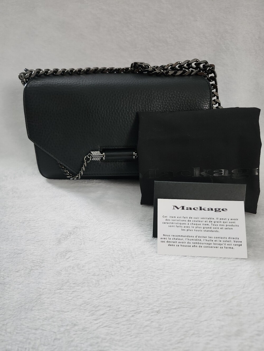 MACKAGE Pebbled Black Leather Crossbody Bag